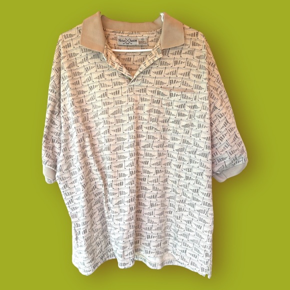 Men's Vintage Michael Austin Golf Shirt Gray Golf Club Pattern Polo Size XXL. - Picture 1 of 4